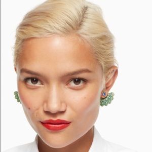 Kate Spade plume peacock front back earring jacket